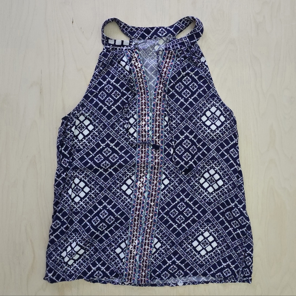 Blue And White Patterned Tank